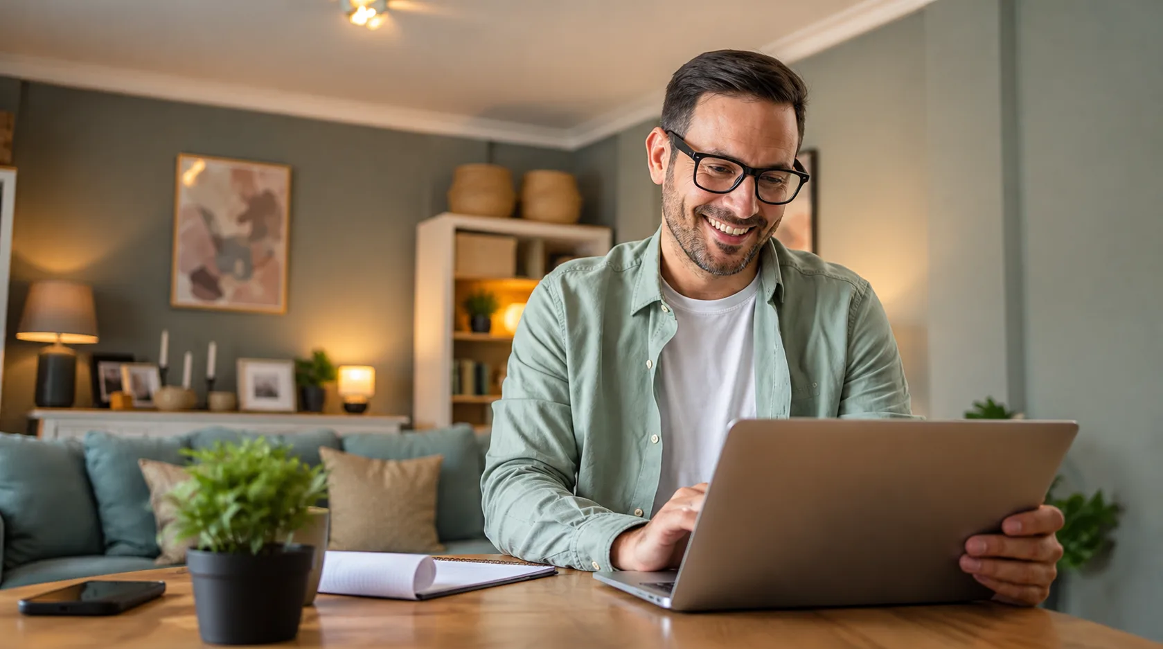 Professional working on a laptop at home